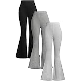 Milumia Girl's 3 Pack Flared Leg Pants Set Elastic Waist Bell Bottom Pants