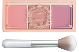 KOOTINN 3 Color Matte Pink Blush Palette with Brush, Long Lasting Cheek Makeup, Light and Smooth Blush Powder for Face Beauty