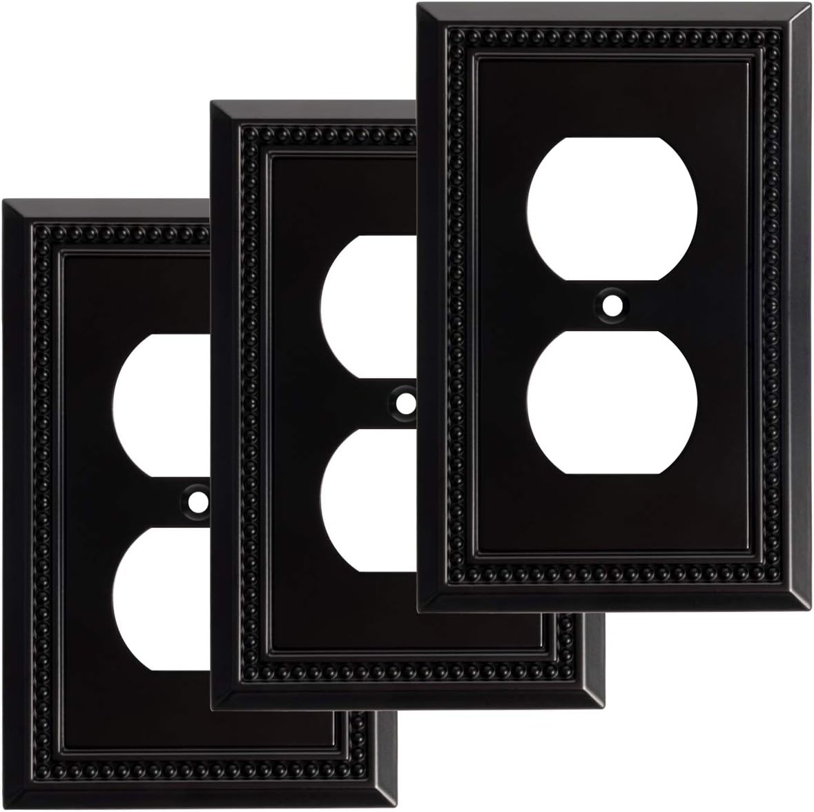 Harmon Designs Sunken Pearls Switch Plate/Wall Plate/Outlet Cover (Single Duplex 3PK, Matte Black) - - 