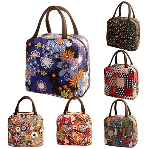 Lunch Handbag Among Thermal Insulated Tote Picnic Cool Canvas Bag Cooler Pouch Waterproof Zipper Boxes (Purple) - Thumbnail 3