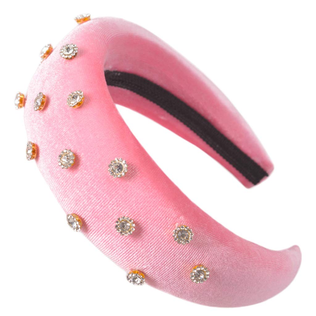 osfanersty Mujeres Retro Terciopelo Acolchado Diadema Ancha Brillo