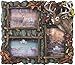 Rivers Edge Products 15.25 in x 13.5 in Multi Photo Frame for Three 4x6 Photos, Rustic Poly Resin Deer Picture Frame, Wall Hanging or Tabletop, Includes Glass Insert, 3-Picture Deer
