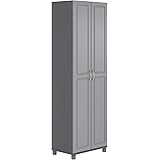 Amazon Com Ameriwood Home Carver 64 Storage Cabinet Gray 5278196com Furniture Decor