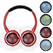 Contixo KB-300 Kid Safe 85DB Over The Ear Wireless Bluetooth LED Headphone with Volume Limiter, Built-in Microphone, Micro SD, FM Stereo Radio (Red+Black) - Best Gift