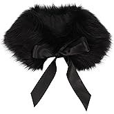 Felice Ann Women Fall Winter Warm Soft Faux Fur Collar Scarf Self Tie Warp Neck Warmer