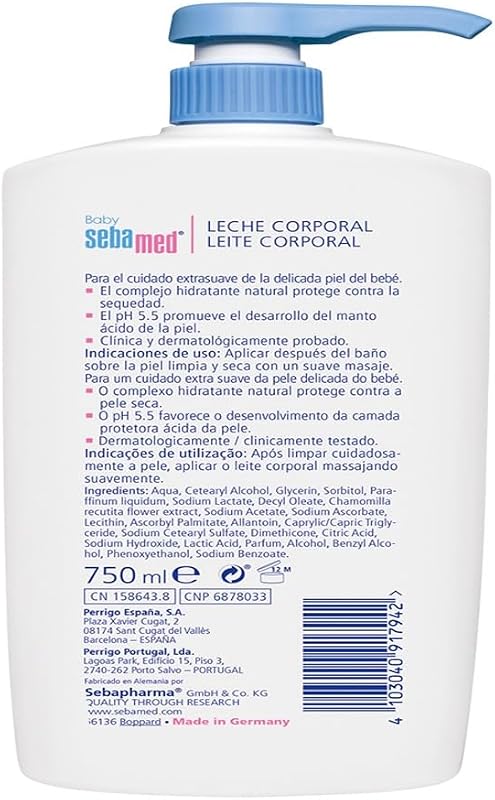 Baby Sebamed Leche Corporal Hidratante, Piel Delicada Bebé, 750 ml