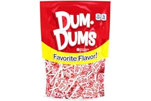 Dum Dums Cherry Lollipops - Bulk Candy Bag with Lollipops Individually Wrapped, Single Flavor Gourmet Suckers - 50 Count