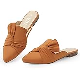 MUSSHOE All-Season Women's Mules:Pointed Toe Backless Loafers:Slip-on Comfortable Dressy Casual Office Business Flat Shoes for Working Woman Aged 25-45