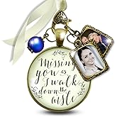 Gutsy Goodness Memorial Wedding Bouquet Charm Missing You 2 Picture Frames Walk Down Aisle Vintage Bronze Silver Glass Pendant Jewelry Bead Loving Keepsake for Bride DIY Photo Template
