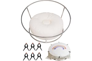 SKUMFIDUS Newborn Posing Table and Beanbag(Unfilled) Round Newborn Photography Stand with 6 Clamps Baby Photoshoot Stand Backdrop Frame Infant Stainless Steel Background Station for Newborn Photo Sessions