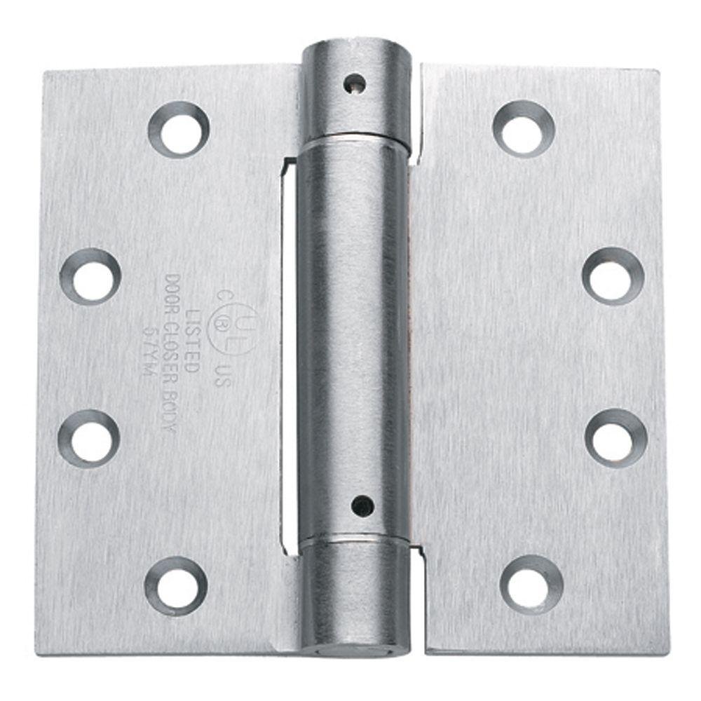 Photo 1 of Hinge Outlet Spring Loaded Hinges - 4 Inch Square - Satin Chrome - Self Closing Adjustable - 2 Pack