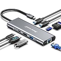 Hiearcool USB C Hub Ethernet,4K@60Hz USB C HDMI Adapter,8 IN1 Multi-Port Type C Adapter 1Gbps 100W PD USB C Dock USB3.0 TF/SD