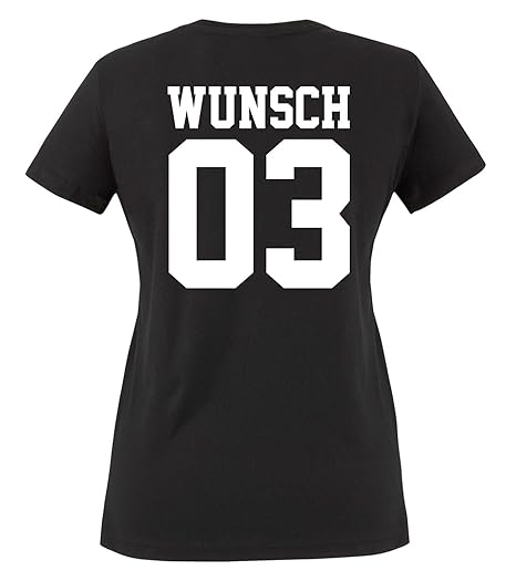 Partnerlook T-Shirt Damen, Herren & Kinder aus 100% Baumwolle mit Wunschname & Wunschnummer INDIVIDUALISIERBAR – Pärchen, Fre