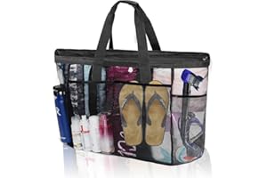 wanchel Extra Large Mesh Beach Bag, Tote Bag for Beach with Zipper