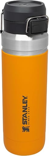 STANLEY 1.06L Quick Flip Stainless Steel Water Bottle Saffron Cold 18h Leakproof