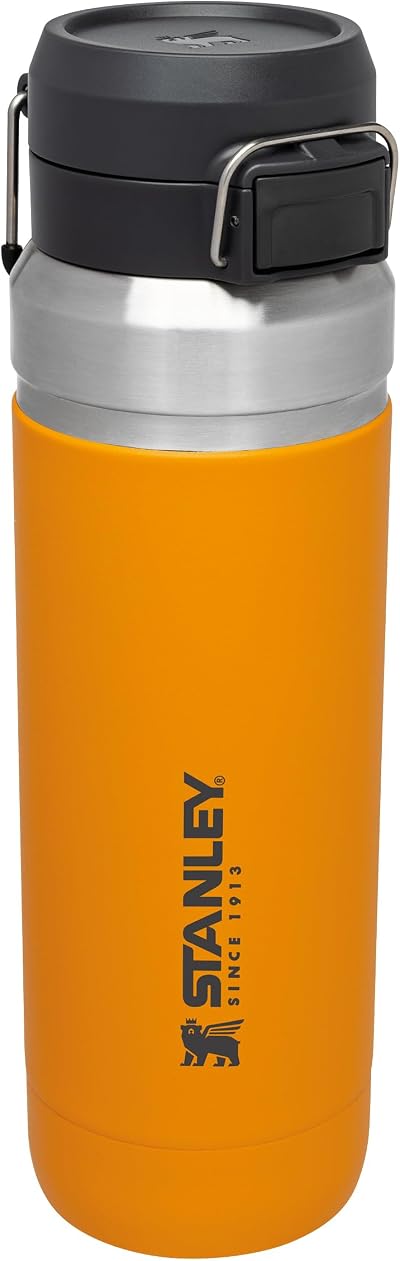 STANLEY 1.06L Quick Flip Stainless Steel Water Bottle Saffron Cold 18h Leakproof