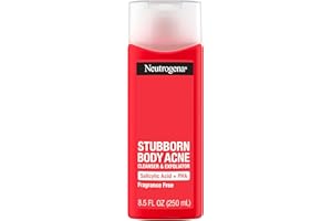 Neutrogena Salicylic Acid & PHA Stubborn Acne Body Wash, Exfoliating Cleanser Acne Treatment for Chest & Shoulder, Gently Clears, Exfoliates & Helps Prevent Breakouts, Fragrance Free, 8.5 Fl Oz