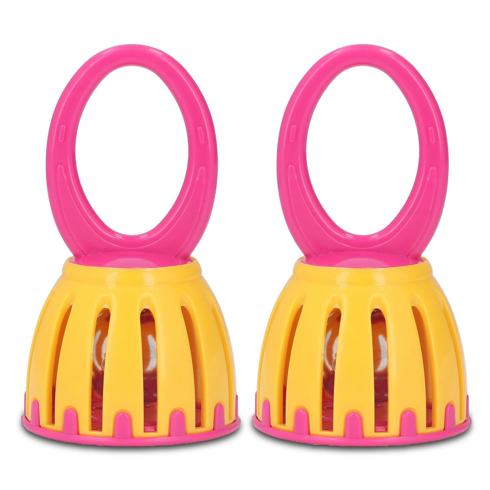 CUTULAMO Children Rattle Bell, Oval Handle Bright Colors Round Corner Funny Handheld Cage Bell for Home