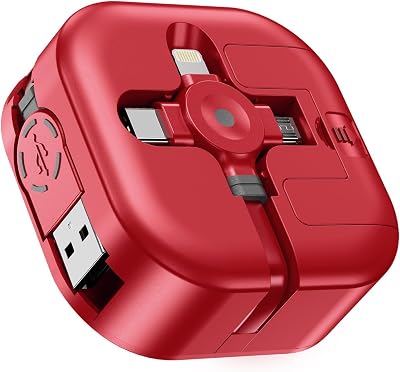 USB 4 in 1 Ladekabel, [1,2M] Multi Ladekabel Einziehbar,
