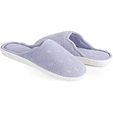 isotoner Women's Terry Embroidered Scalloped Clog, White, 8.5-9 M US