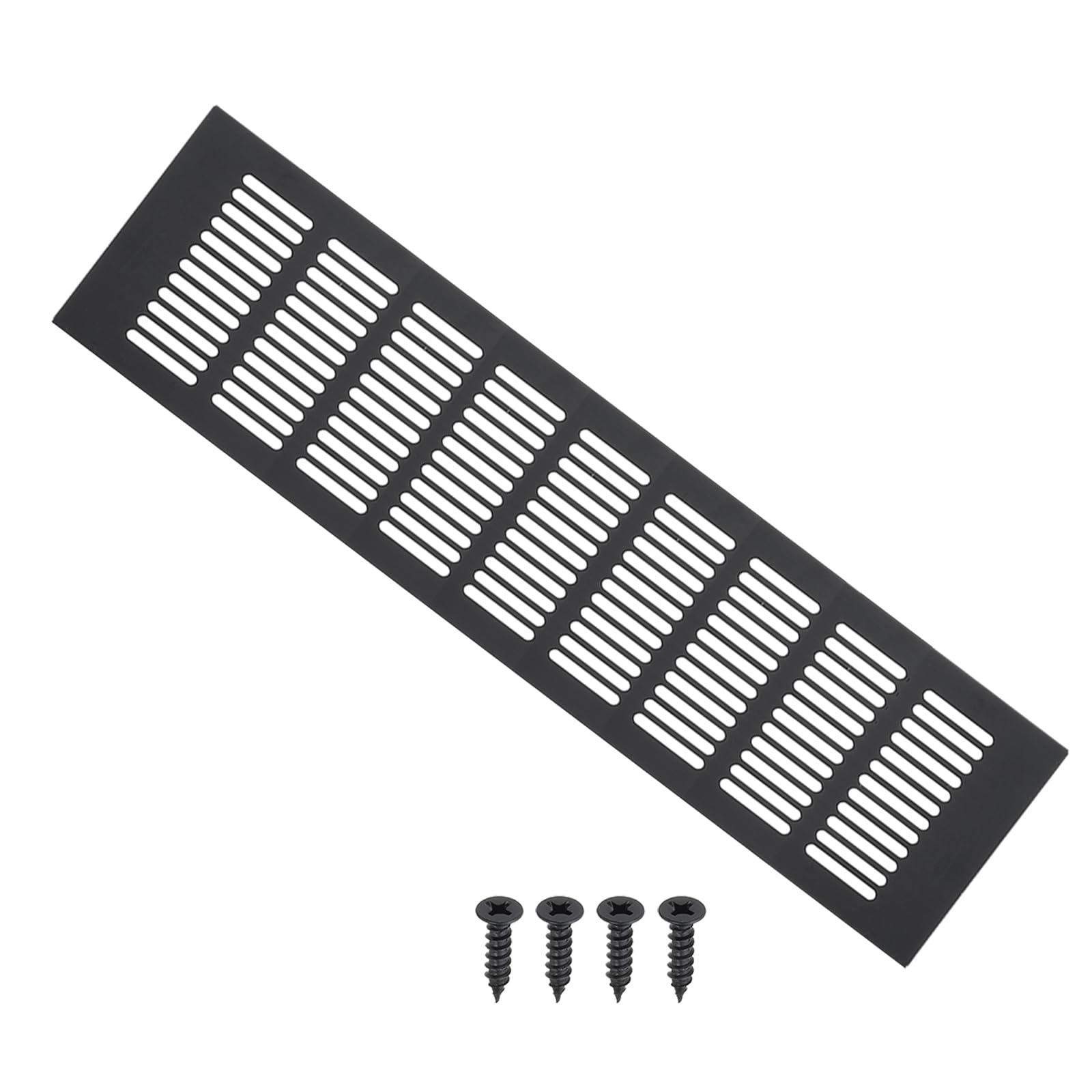 Photo 1 of PATIKIL 16 x 4 Inch Door Air Vent Cover, Aluminum Grille Ventilation Cover Louvered with Mounting Screws for Cabinet Wardrobe Door, Black