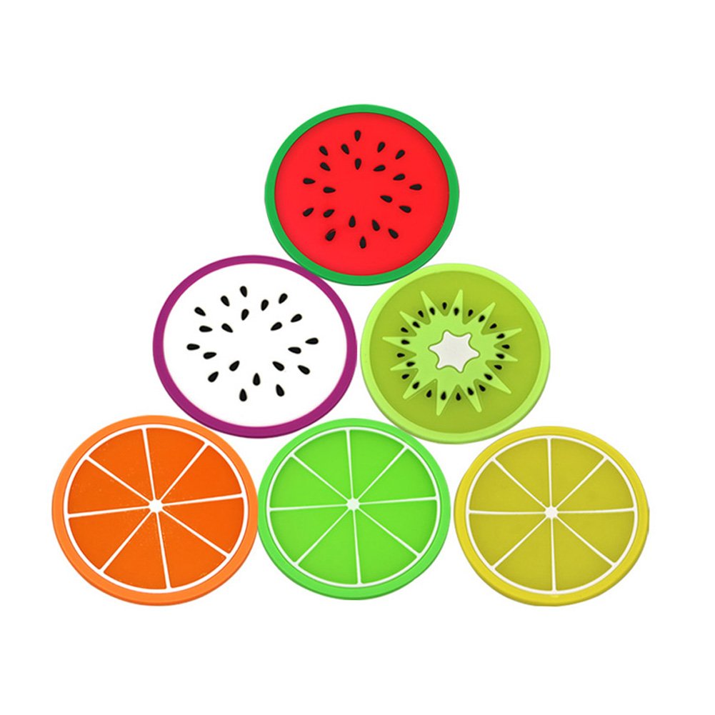 Sottobicchieri con disegni di frutta colorata in silicone della Sottobicchieri con disegni di frutta colorata in silicone della FCBB set di 6 Amazon Casa e cucina