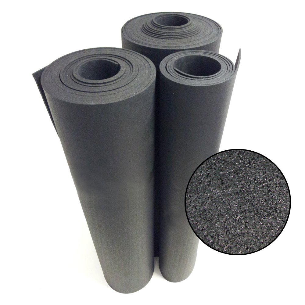 Photo 1 of Rubber-Cal Rubber Flooring Rolls - 6mm x 4ft Wide x 4ft Long Roll - Black Rubber Mat