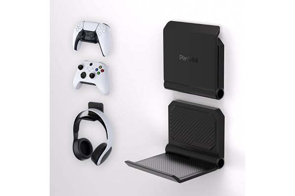 PlayVital 2 Set FOLD Controller Wall Mount for ps5/4, Foldable Wall Stand for Xbox Series X/S, Switch Pro, Gaming Headphone S