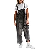 Cjfdfy Women's Distressed Denim Overall Loose Fit Jeans Bib Overalls Y2k Vintage Wide Leg Ripped Baggy Jumpsuit 2025 S-XL