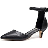 VenusCelia Women's Easy Going Strap Pump Kitten Heel Shoe