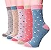EBMORE Womens Wool Socks Thermal Hiking Winter Boot Warm Thick Cozy Crew Comfy Work Socks for Ladies 5 Pairs(Heart B)
