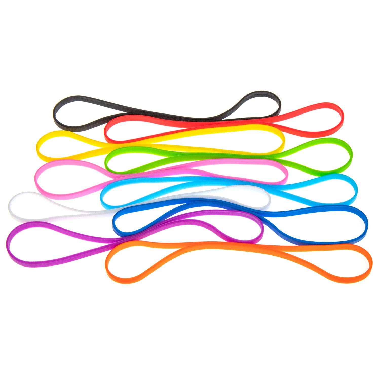 GRIFITI Band Joes 9" x 0.25" 5.73 Inch Diameter 10 Pack Assorted Colorful Small Silicone Little Colored Rubber Bands Wrist Cooking Office Boxes Wraps Colors Rubberbands Elastic Siliconebands