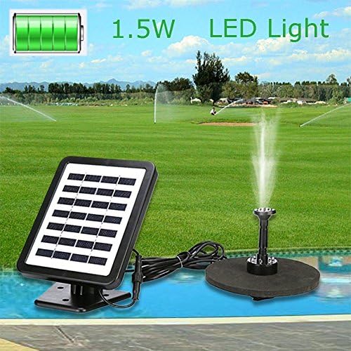 Solar Fountain Water Pump Kit With Battery Backup And LED Lights Solar Power Panel Upgraded Submersible Sprayer Pumps 7V/1.5W 180L/H