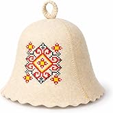 Sauna Hat Wool Embroidered Ukrainian Ornament Vyshyvanka - Felt Sauna Banya Hat for Men Sauna Cap for Women Finnish