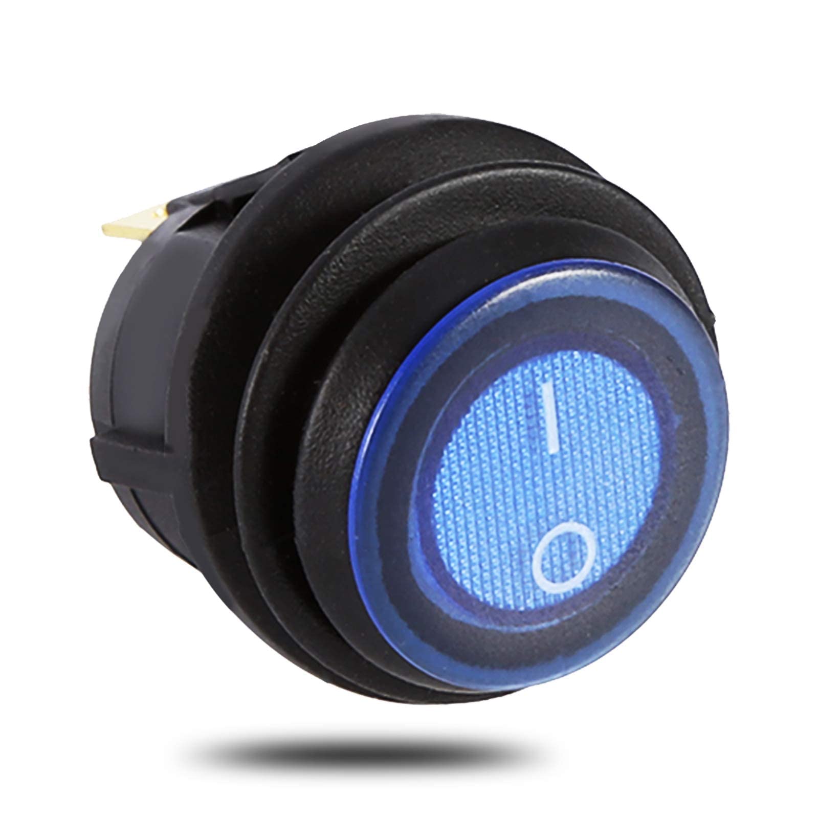 Keenso 3 Pin Toggle Switch, 12V 16A Round On/Off Switch with Blue LED Light for Car Truck Control Switch On/Off Button
