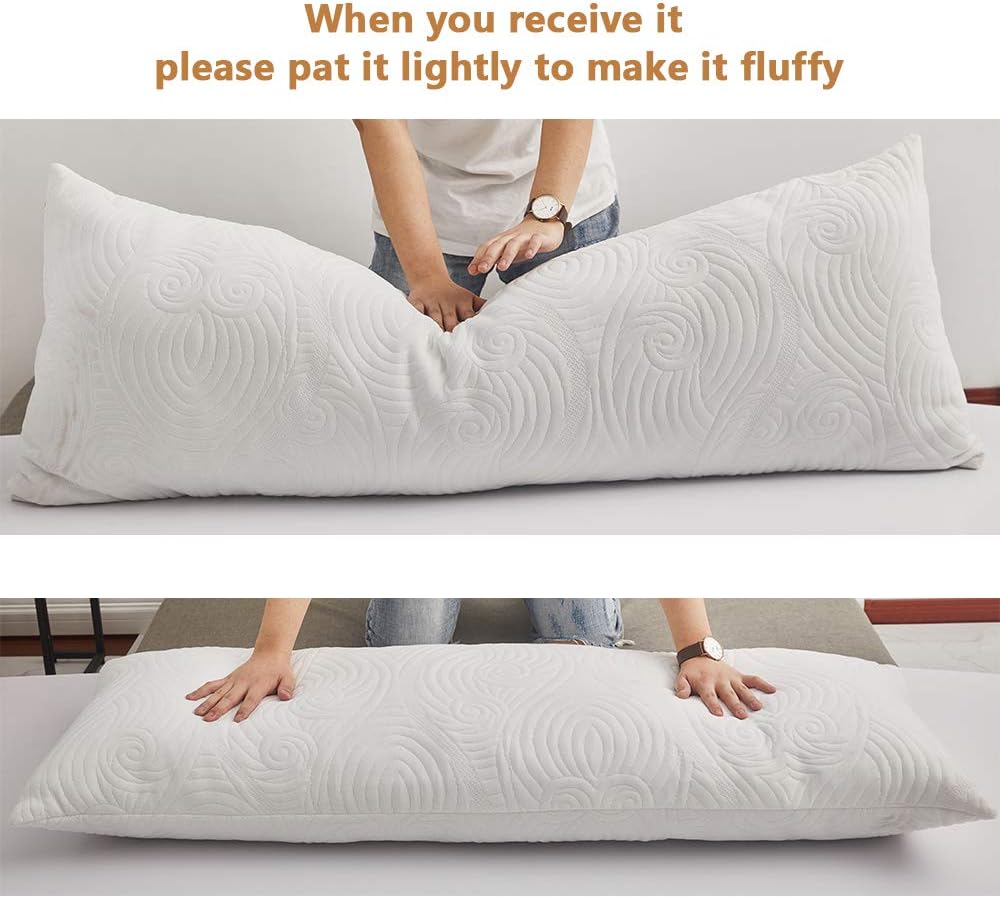 Cosybay Full Body Pillow - Long Pillow with Removable Bamboo Breathable Cover for Adults and Pregnancy - Large Bed Pillow with Soft Filling for Side Sleeper-20×54 Inch: Home & Kitchen