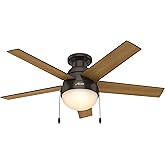 Hunter 46 inch Indoor Ceiling Fan with LED Light - Bronze Ceiling Fan with Pull Chain, For Bedroom, Living Room, or Kitchen, 