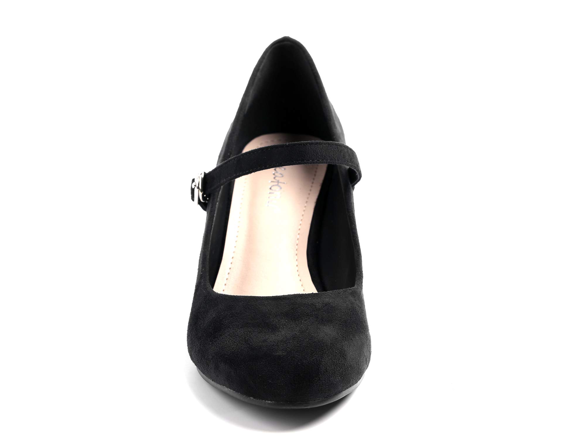 Greatonu Women's Round Toe Wedge Heel with Strap Dress Shoes Black Size 7.5 US - Image 4