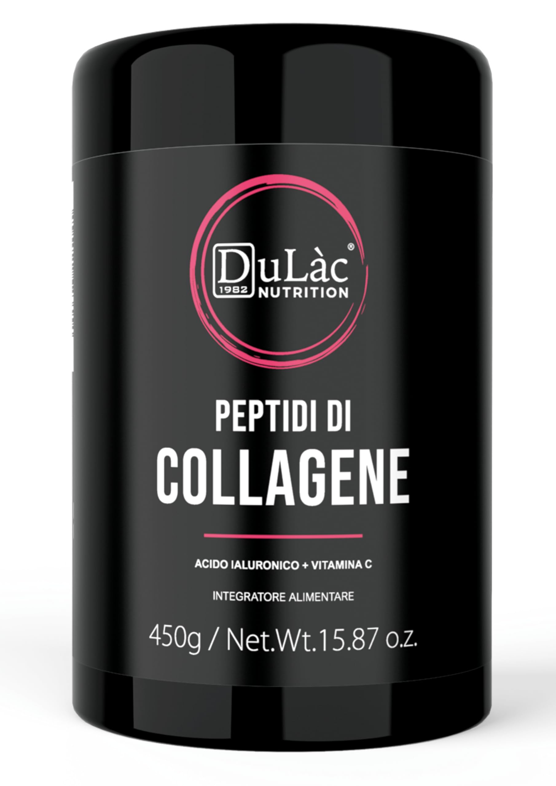 Dulàc - Collagen Supplement for Women, Collagen Peptides Powder 450g, Hydrolysed Bovine Collagen with Hyaluronic Acid and Vitamin C, Lactose-Free, Gluten-Free, Unflavoured, 0% Additives