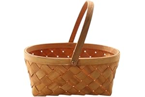 Ochine Multipurpose Wicker Basket with Handle, Wicker Bread Baskets Wood Chip Picnic Basket, Handmade Woven Fruit Basket Vegetable Storage Serving Basket Holder, Flower Girl Baskets for Wedding