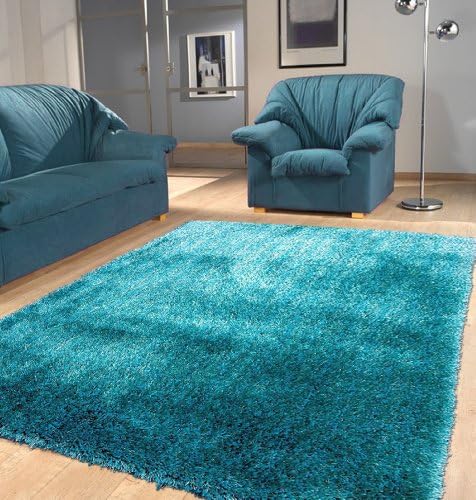 RUGADDICTION Auténtico y Lujoso Color Turquesa Sólido Shag Gruesa Alfombra Pila, Tamaño 60 "x 84 " Pulgadas.