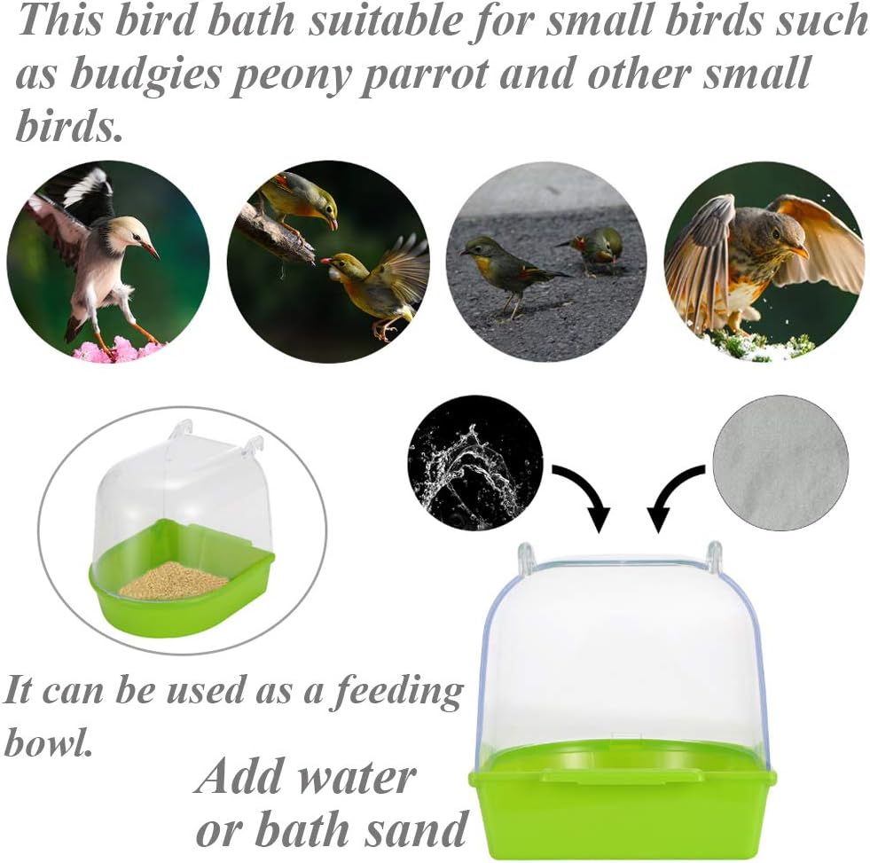 kathson Parrot Bath Box Bird Cage Accessory Supplies Bathing Tub Bath for Pet Brids Canary Budgies Parrot (Random Color) : Pet Supplies