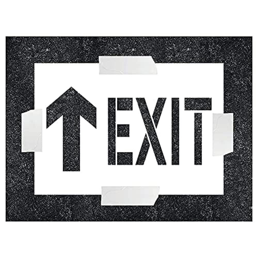 V Safety Exit With Arrow Ahead Stencil - 600x400mm - 1.1mm Polypropylene