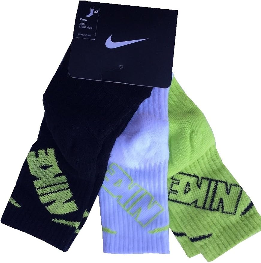 Nike Toddler Kids 3 Pairs Pack Crew Socks 13C3Y, Green