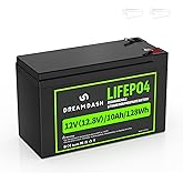 12V 10Ah LiFePO4 Lithium Battery,Up to 5000+ Deep Cycles,12 v lithium battery Built-in BMS for Solar Systems,Marine,Fish Finder,Kids Ride-On Toys