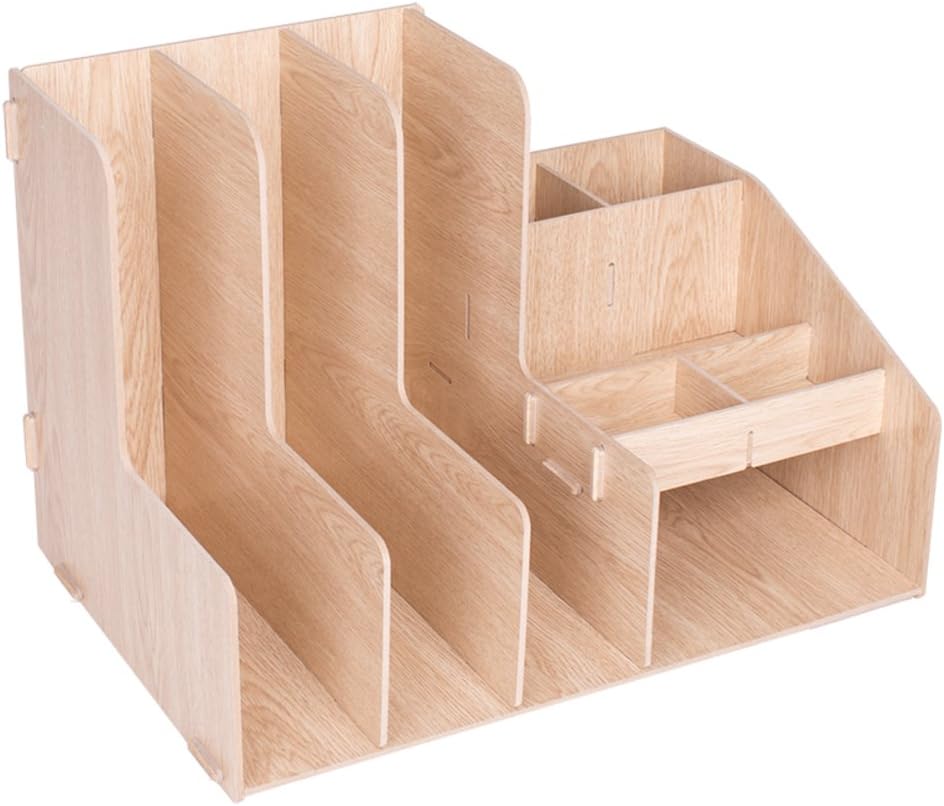 DLWDMRV Office wooden desk organizer with multiple shelves,Wood files supplies Organizer for home & office use-A