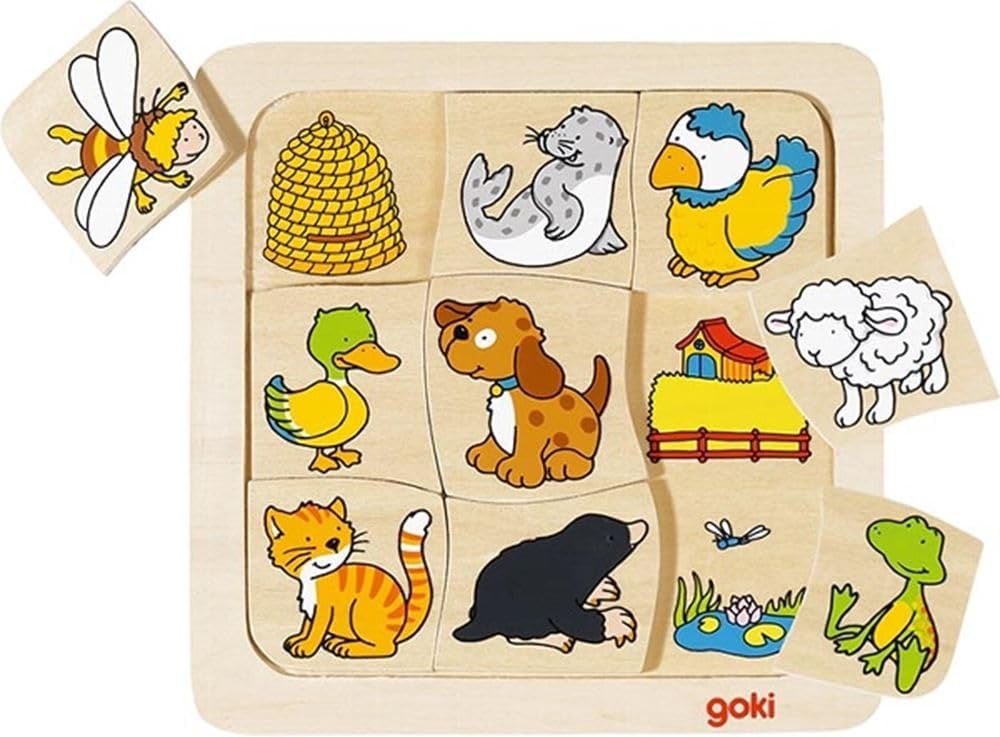Goki Who Lives Where Wooden Learning Puzzle - Educational Toddler Toy