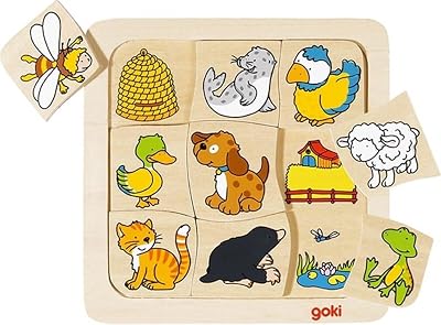 Goki Who Lives Where Wooden Learning Puzzle - Educational Toddler Toy