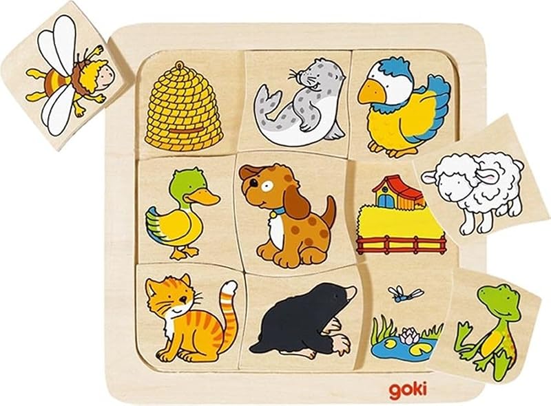 Goki Who Lives Where Wooden Learning Puzzle - Educational Toddler Toy