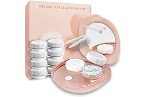 VASTSOON Contact Lens Cleaner, Portable Ultrasonic Contact Lens Cleaning Machine with USB Charger and Solution Soak Case Kit for Soft Lens, Colored Contact Lens, Hard Lens, RGP Lens and OK Lens (Pink)